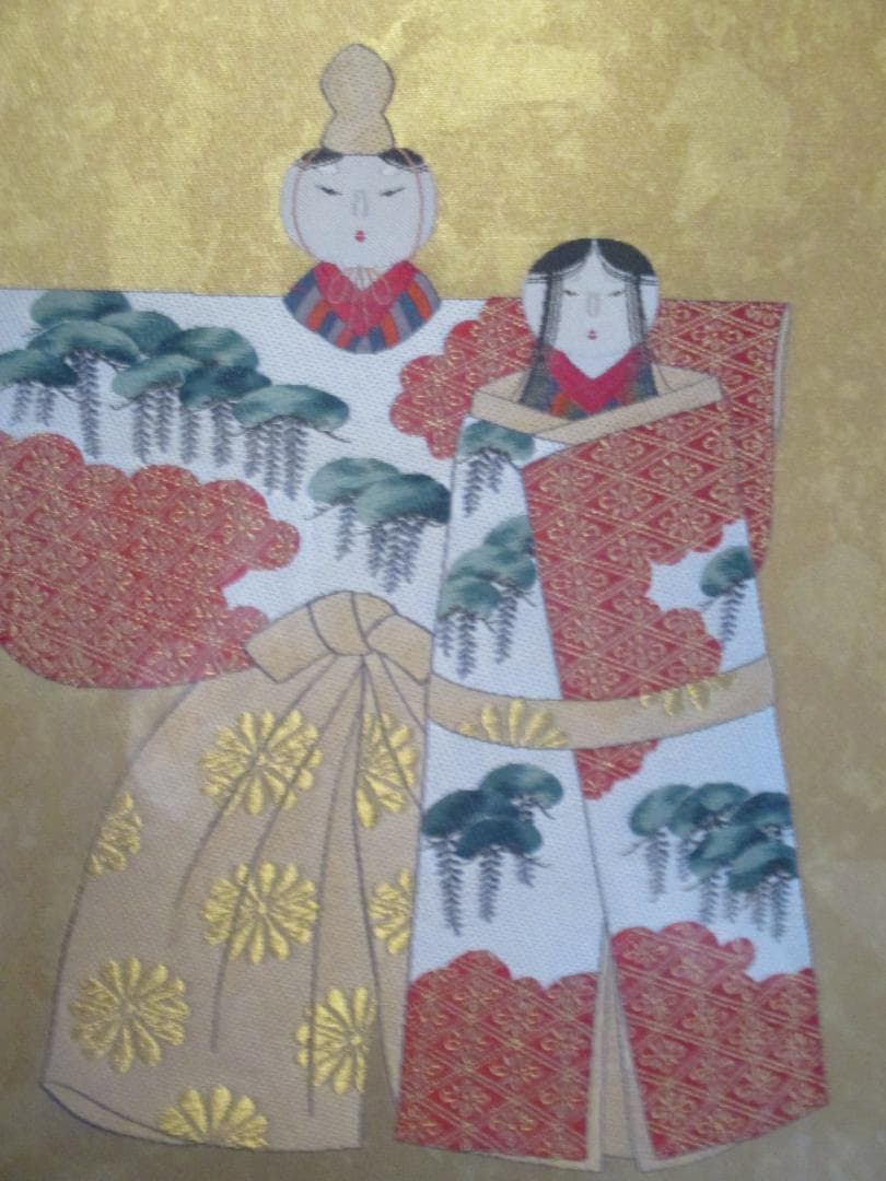 西陣織額装◎酒井抱一　紙雛図◎坂本屋謹製お雛様