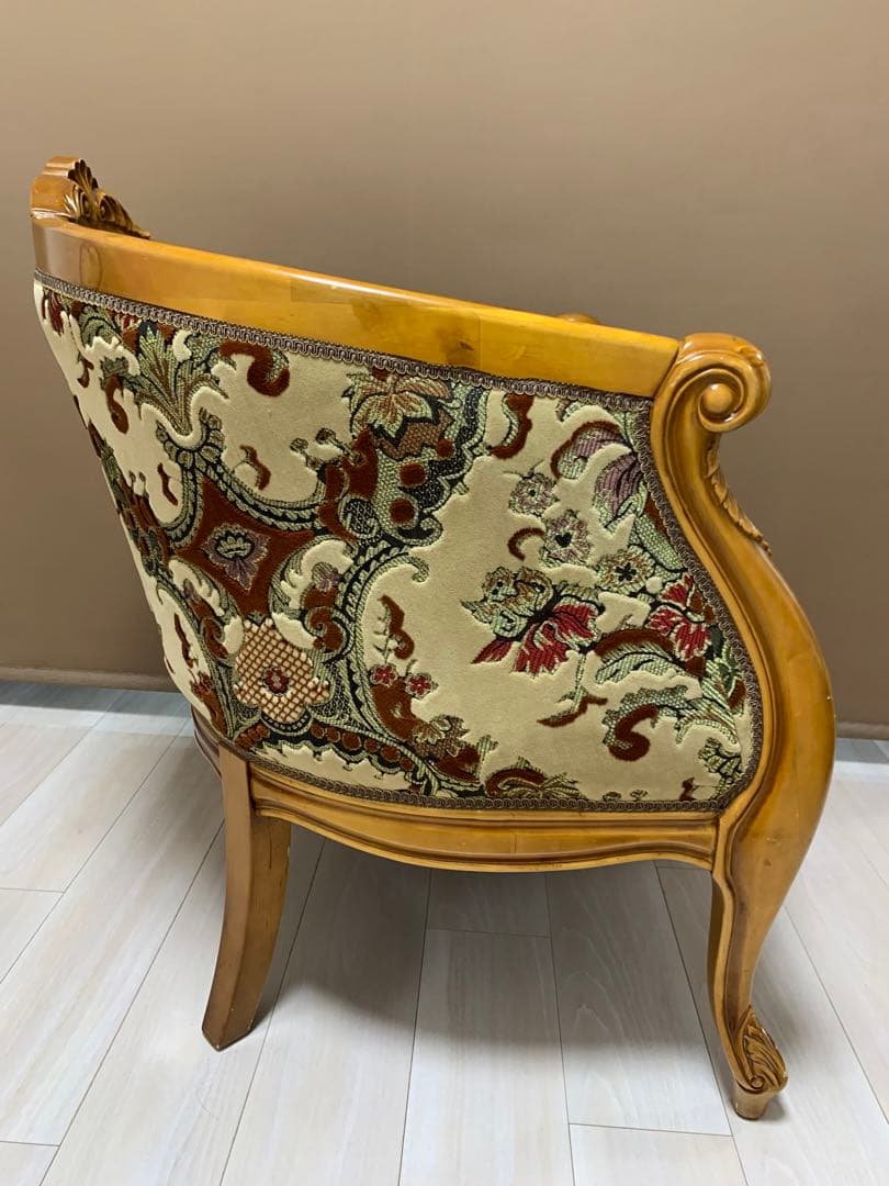 イタリア製 ヴィンテージ ソファ 金華山 猫脚 ロココ調 輸入家具 チェア