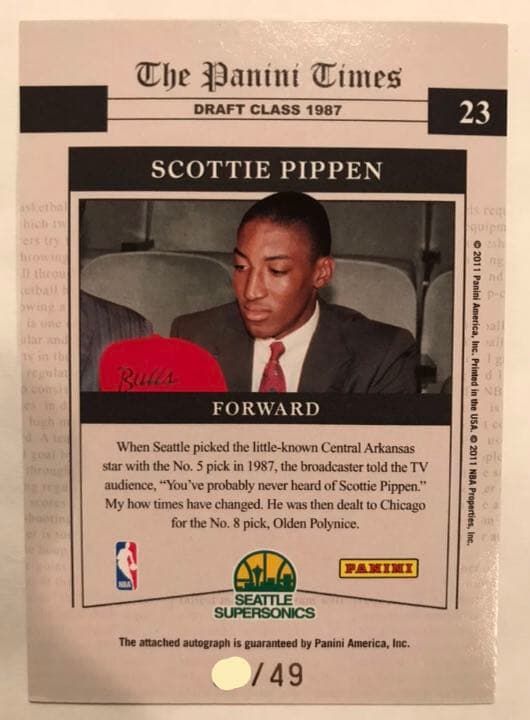 初期 49枚 Scottie Pippen Auto 11 Panini NBA