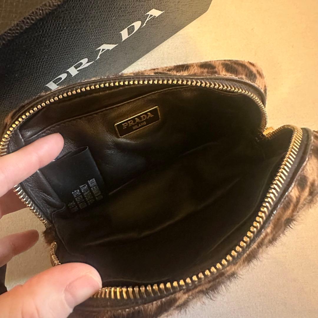 本物 PRADA ヒョウ柄 レオパード ミニショルダーバッグ ハラコ