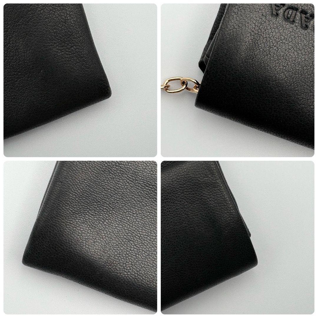 美品　プラダ　ソフトレザー　長財布　ポーチ　ロゴ刻印　ゴールド金具　ダークグレー