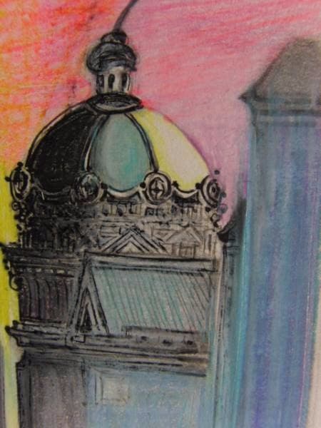 関口進、『県立博物館と橋』、原画、証明書付、送料無料