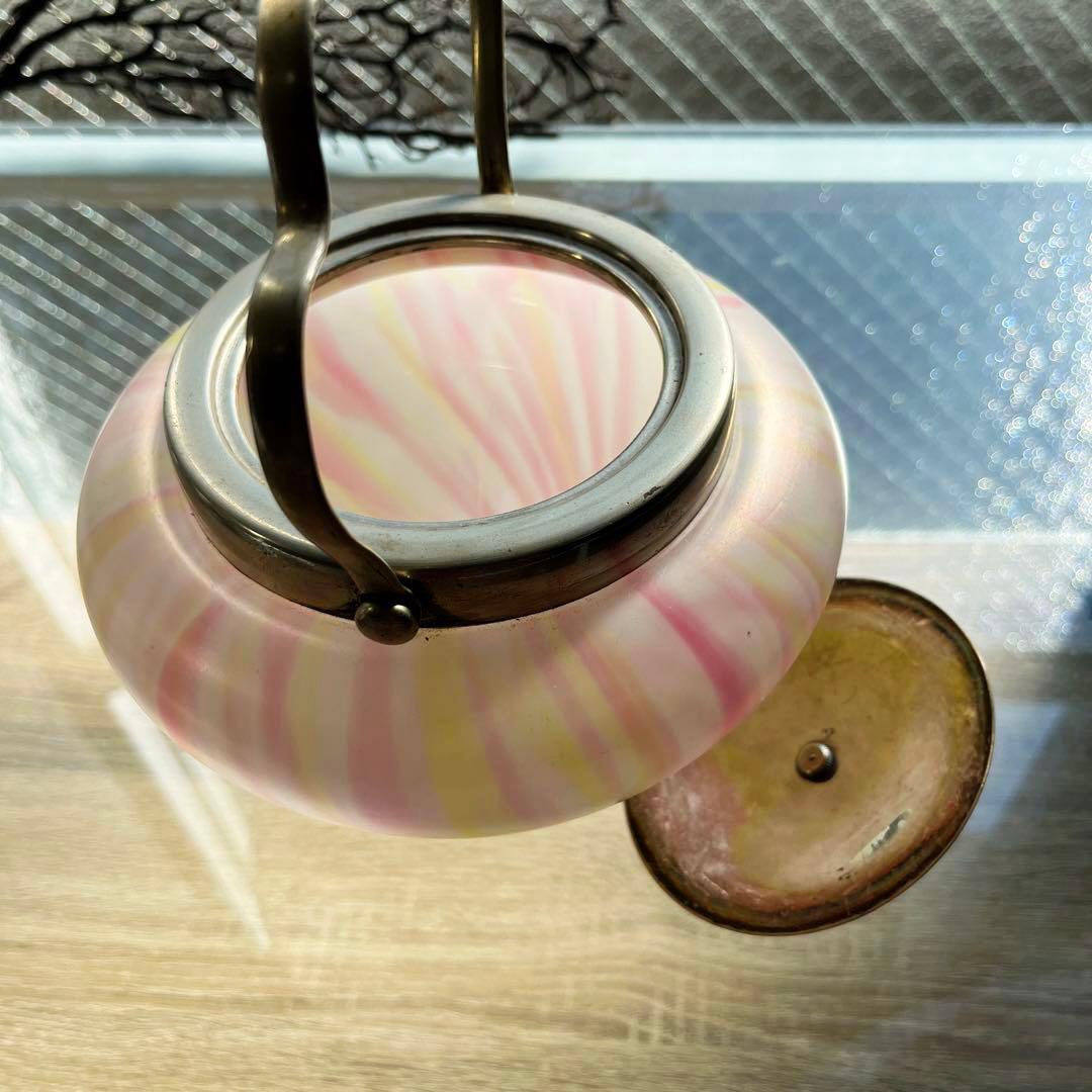 骨董 時代ガラス パール調ラスター 希少 ドーム型 ビスケットジャー