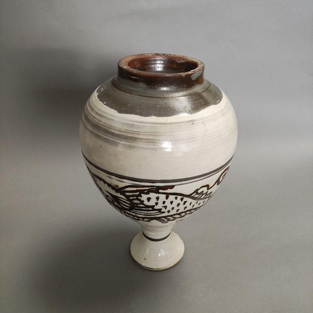 黃圭菫　鶏龍山遊魚文酒瓶　鉄絵徳利　花瓶　花入　李朝