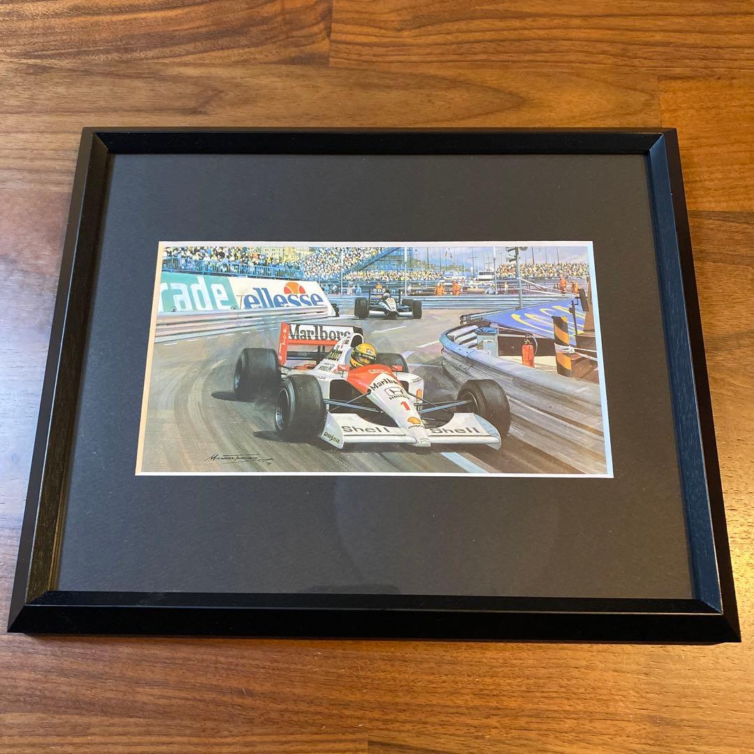 アイルトン・セナ マクラーレン・ホンダ MP4/6 モナコGP イラスト 額装品