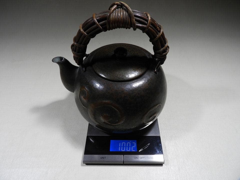 ○玉川堂 旧作 珍品逸品 渦模様 大湯沸 あけび弦手 銅器 薬缶 鎚