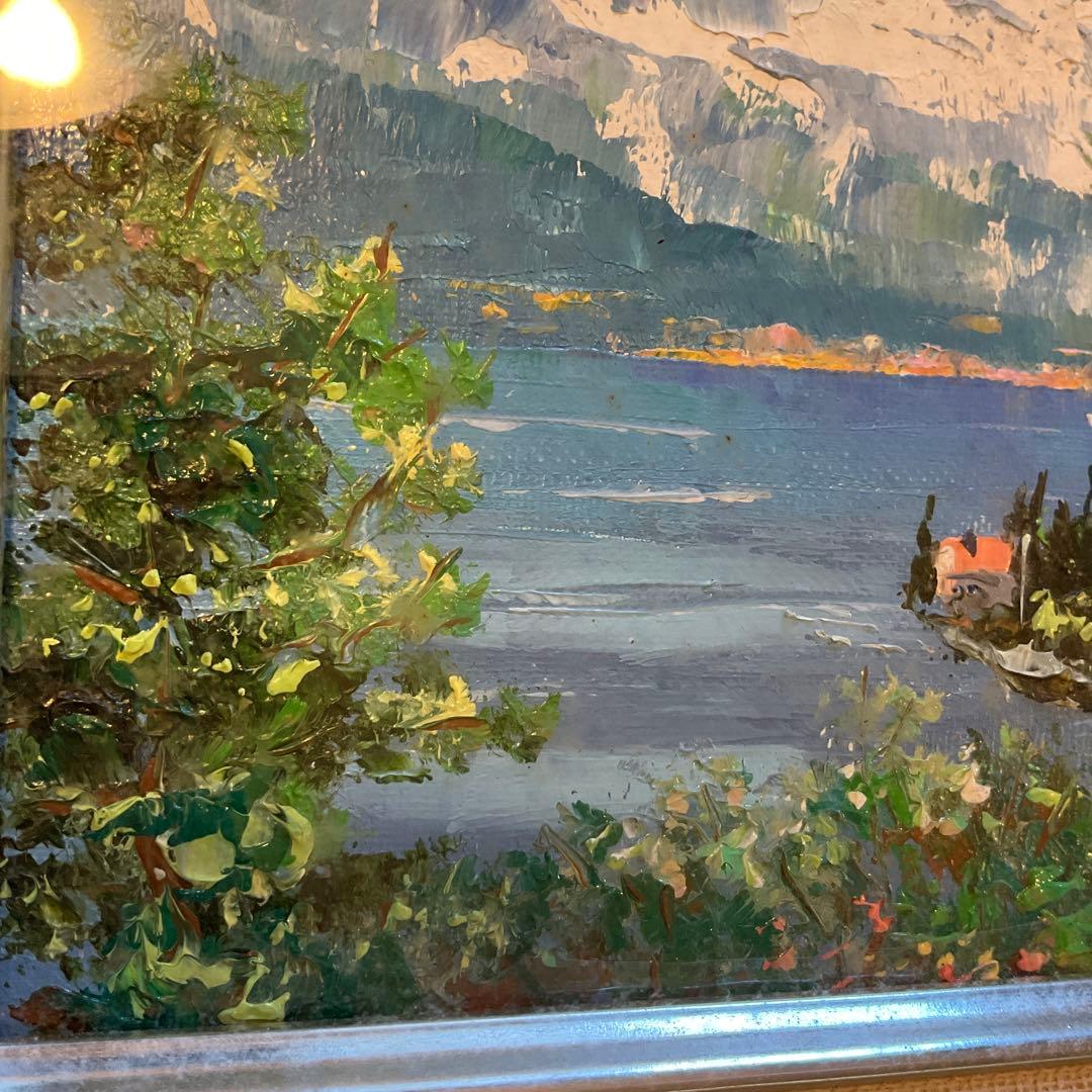 絵画　古川 明雄「スイス　ブリエンツ湖」 風景画　SM 額装　油彩画　肉筆