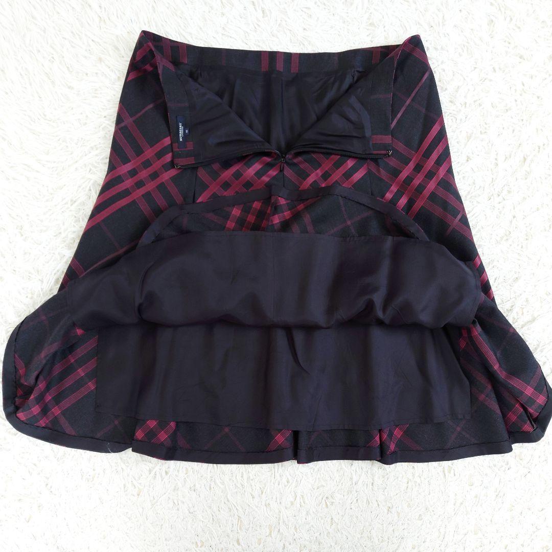 希少大きいサイズ　バーバリーロンドン　ウールフレアスカート　絹混　チェック　48