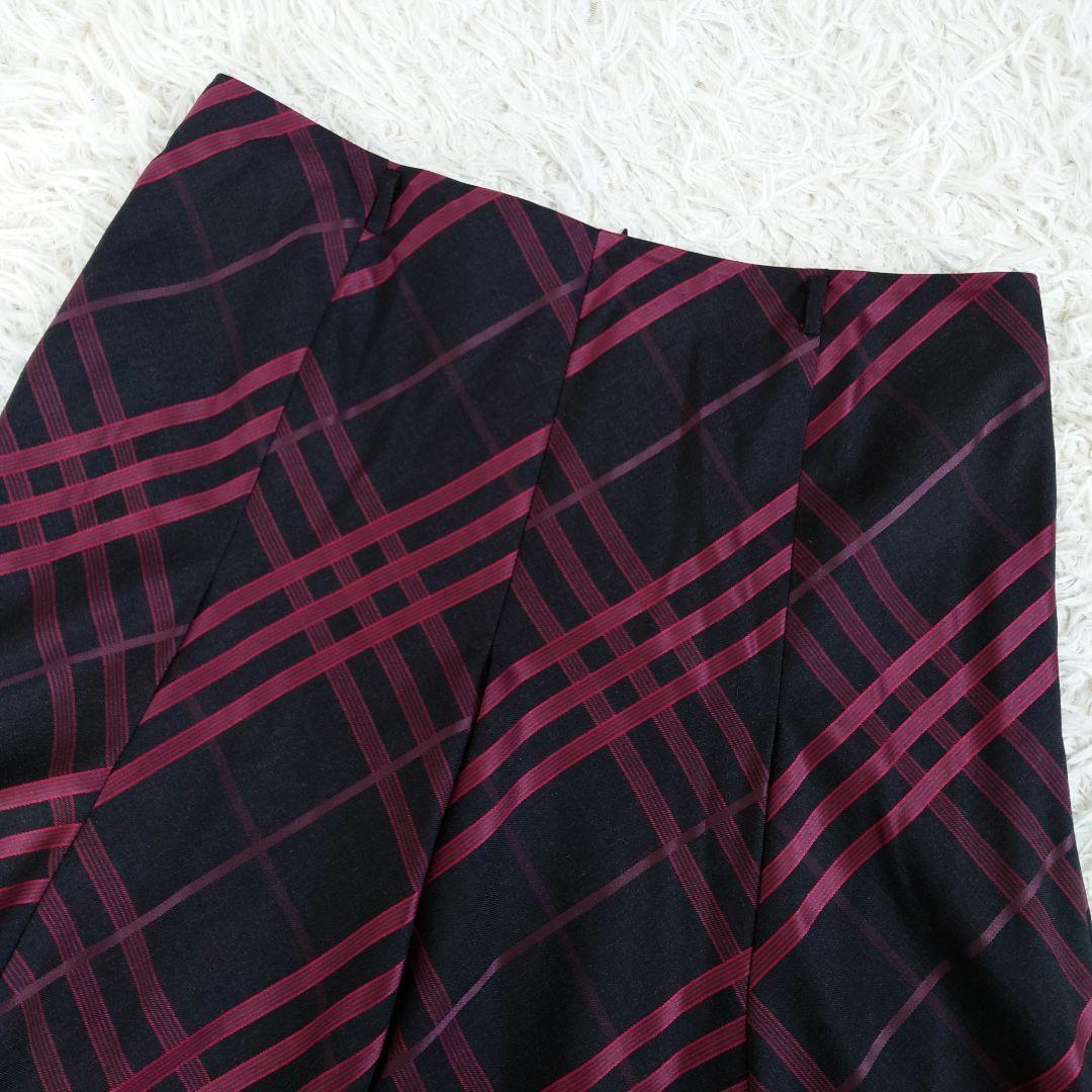 希少大きいサイズ　バーバリーロンドン　ウールフレアスカート　絹混　チェック　48
