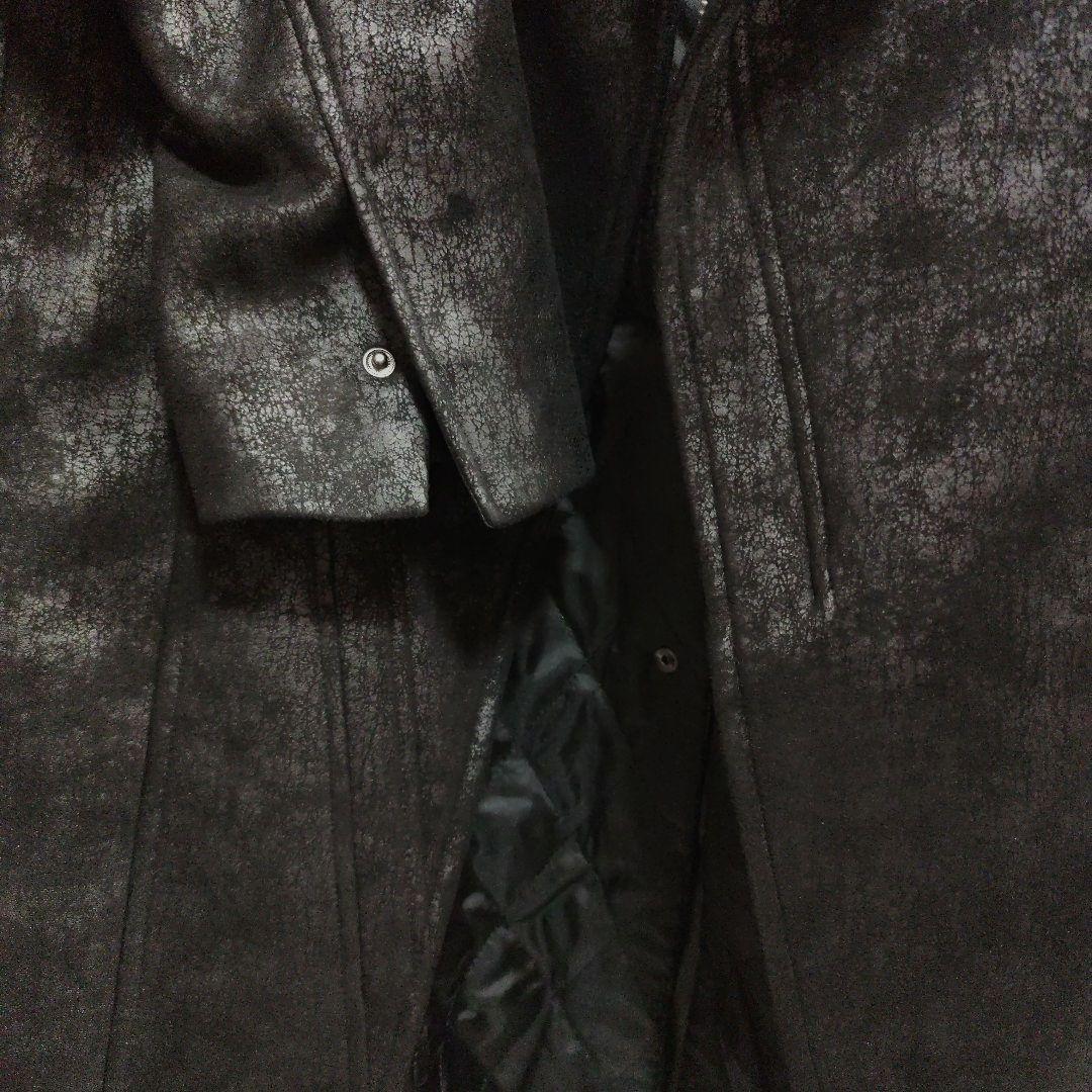 美品　JOHNNY WOLF　豹柄　BIGフーデッドロングライダースコート