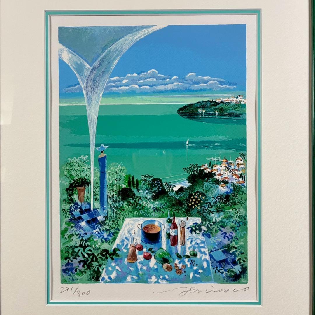 美品 平野琳人「アーチのある風景」シルクスクリーン 直筆サイン入り ルイ・シン