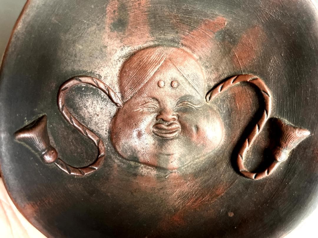 盃□覗きお福と裏鬼 酒器 酒杯 皿 平鉢 飾皿 古