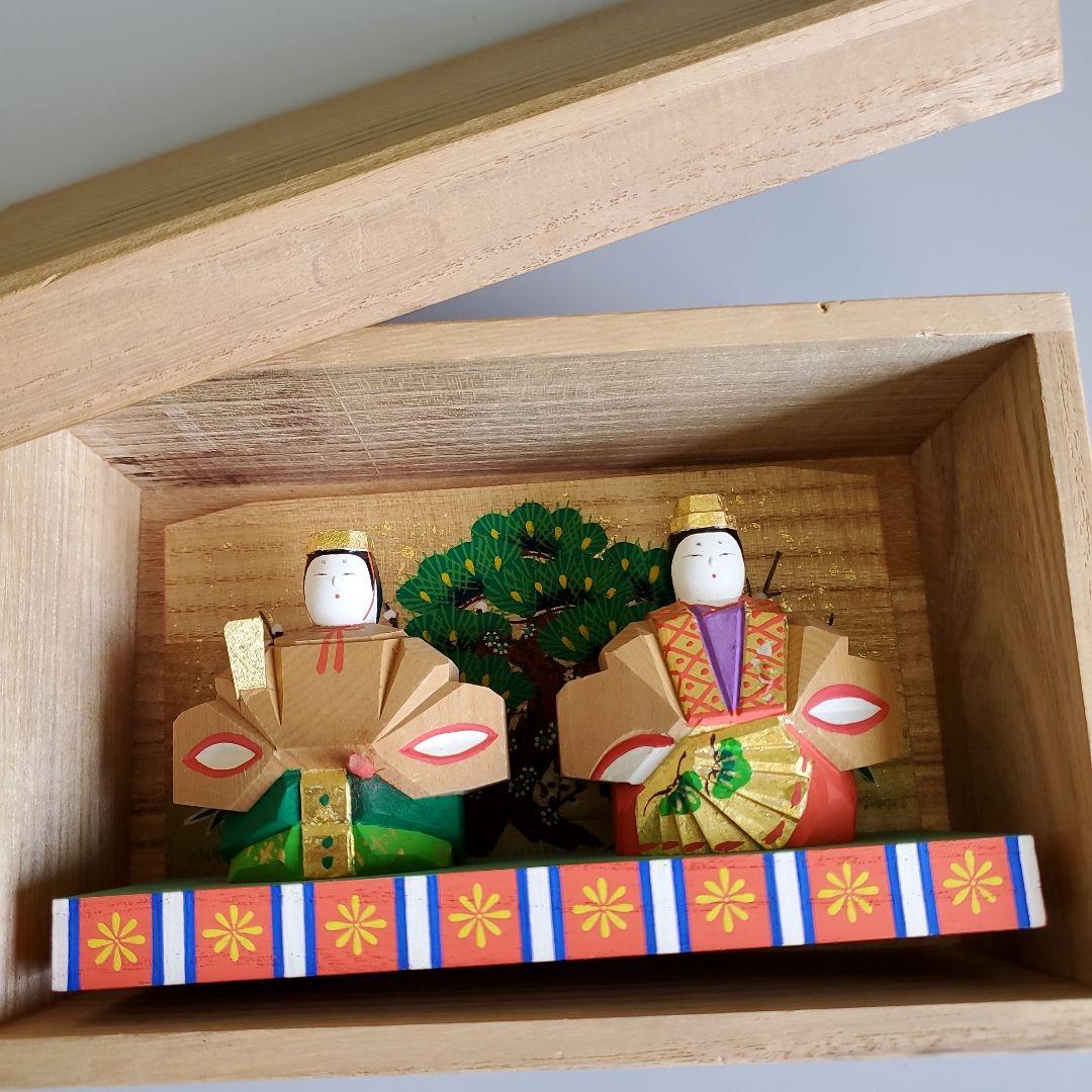 豆*様 川口神泉作　木製奈良一刀彫の雛人形セット