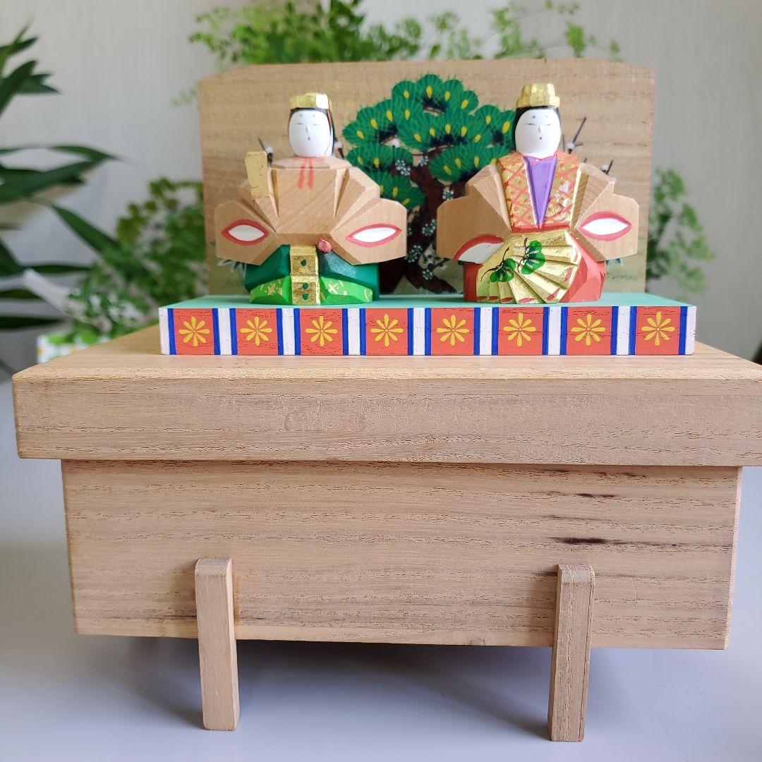 豆*様 川口神泉作　木製奈良一刀彫の雛人形セット