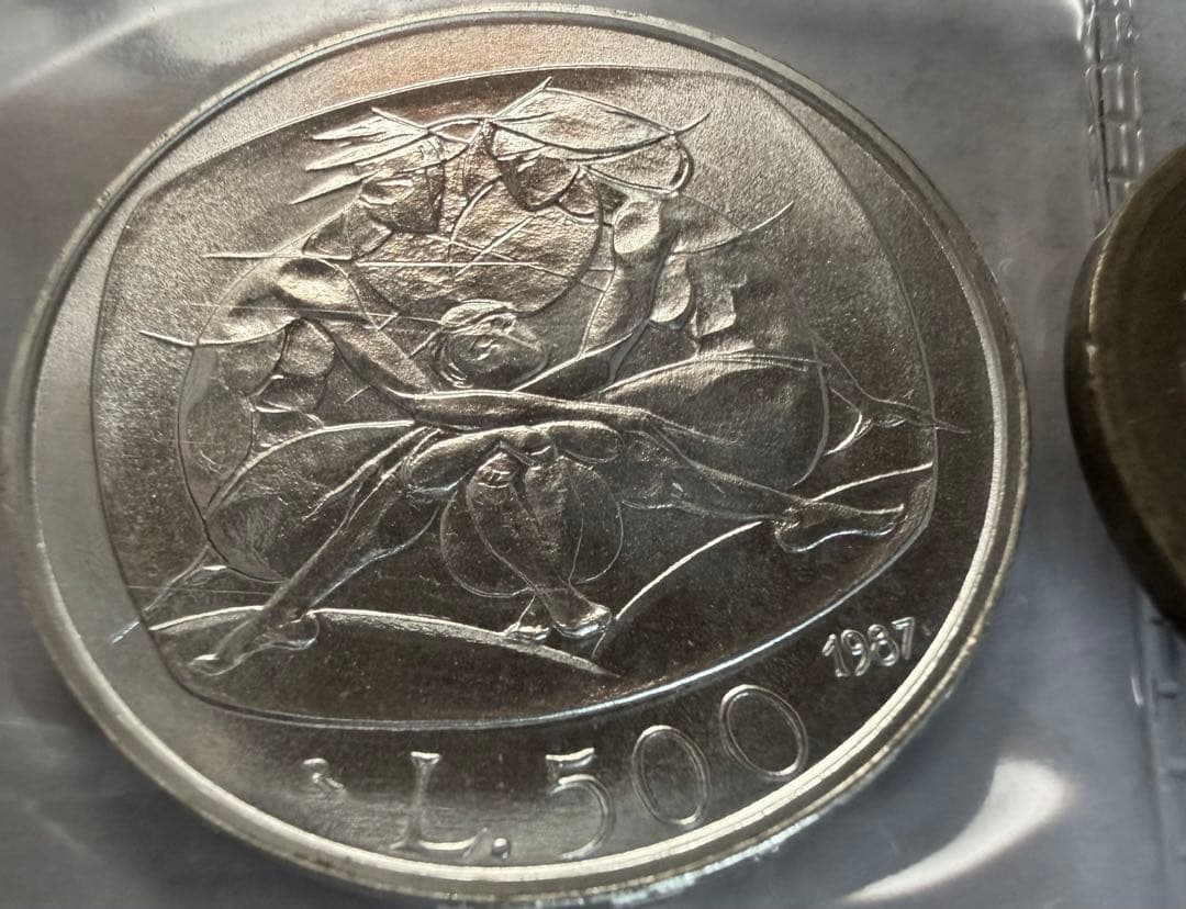1987年イタリア共和国 500リラ銀貨 ファミリー イタリア 未使用品