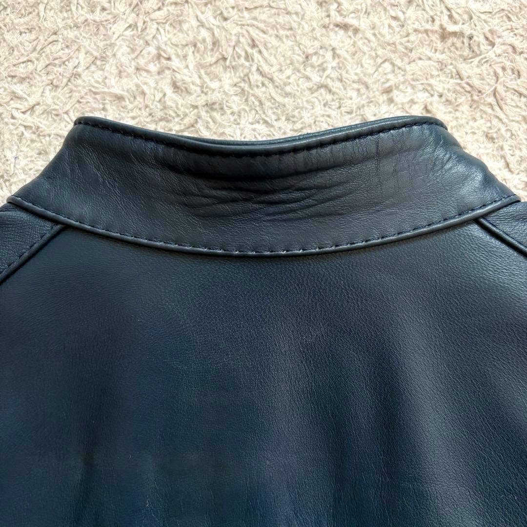 ☆本革☆ D´RUMI シングル ライダース ジップアップ メキシコ製 ネイビー