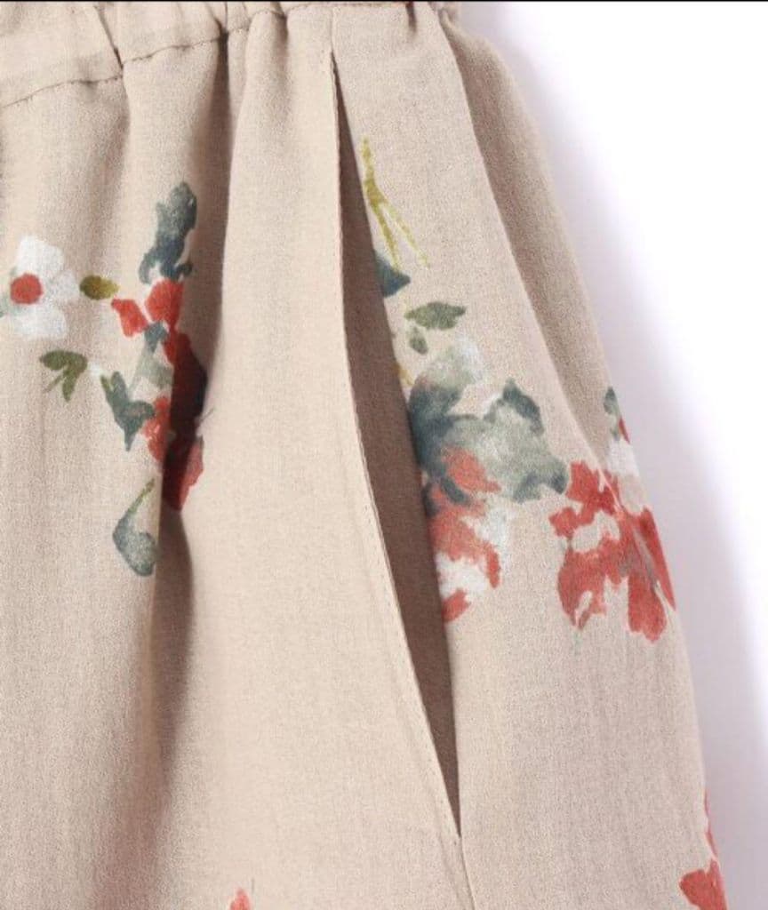 25300円　ビアズリー　水彩画　フラワー　パンツ　美品