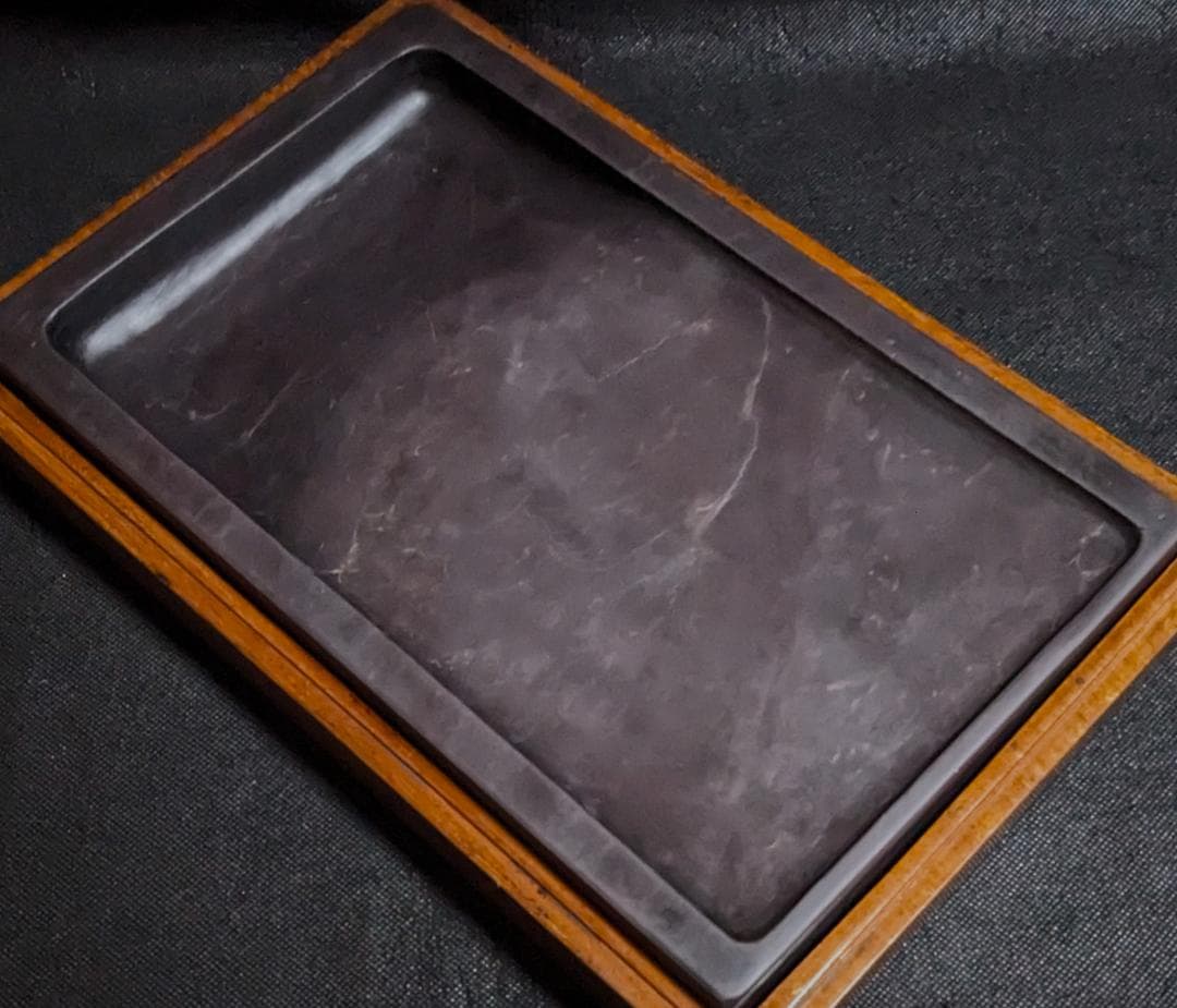 Y様専用】 ◇端渓硯（青花・冰紋・金線・魚脳凍の美石／十二吋／唐木共