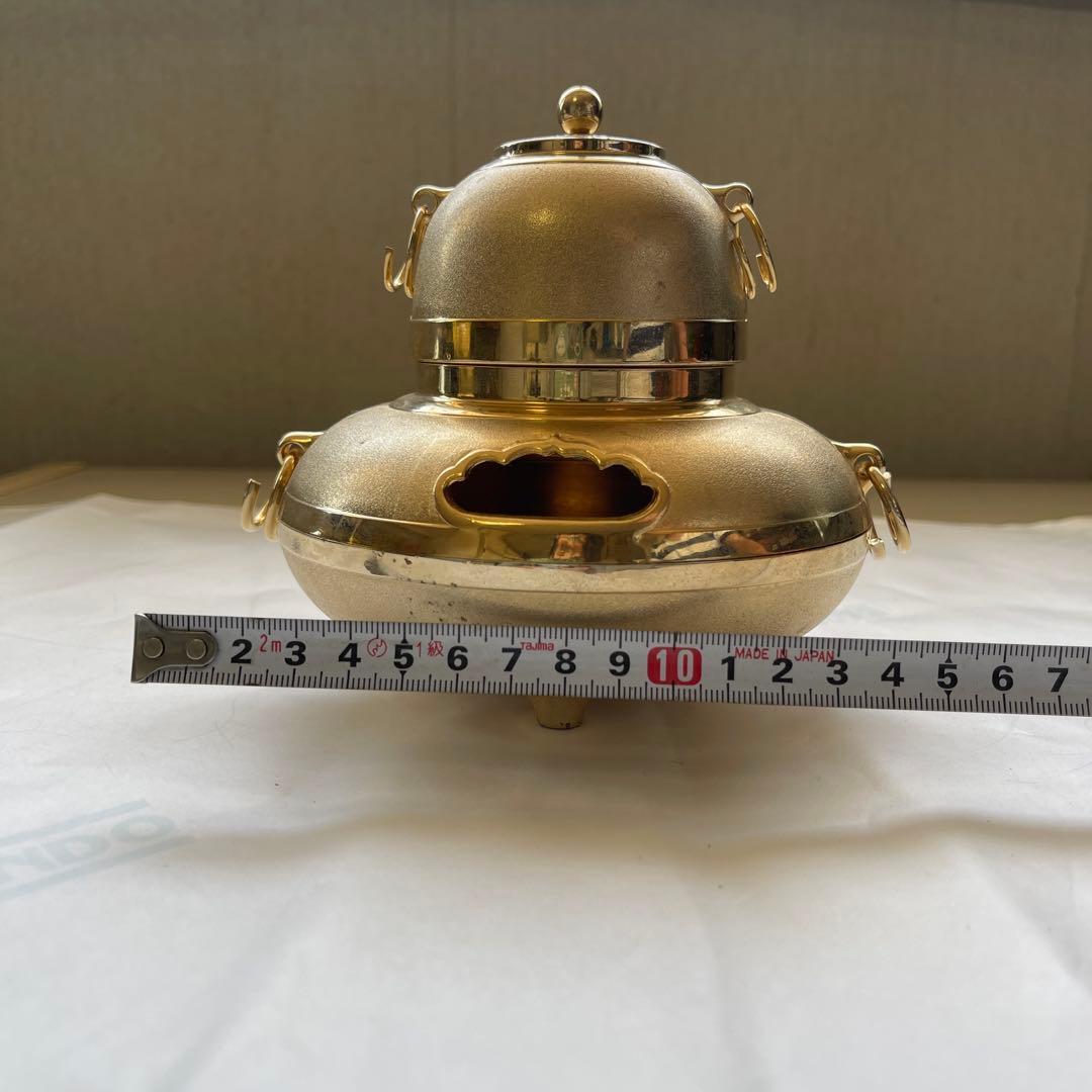 黃金茶釜 24KGP 香炉 銅鋳造インテリア コレクション