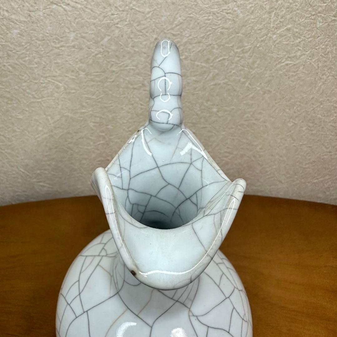 中国古美術 龍形ハンドル壺 クラック釉仕上げ 崇寧5年汴京官造 陶磁器