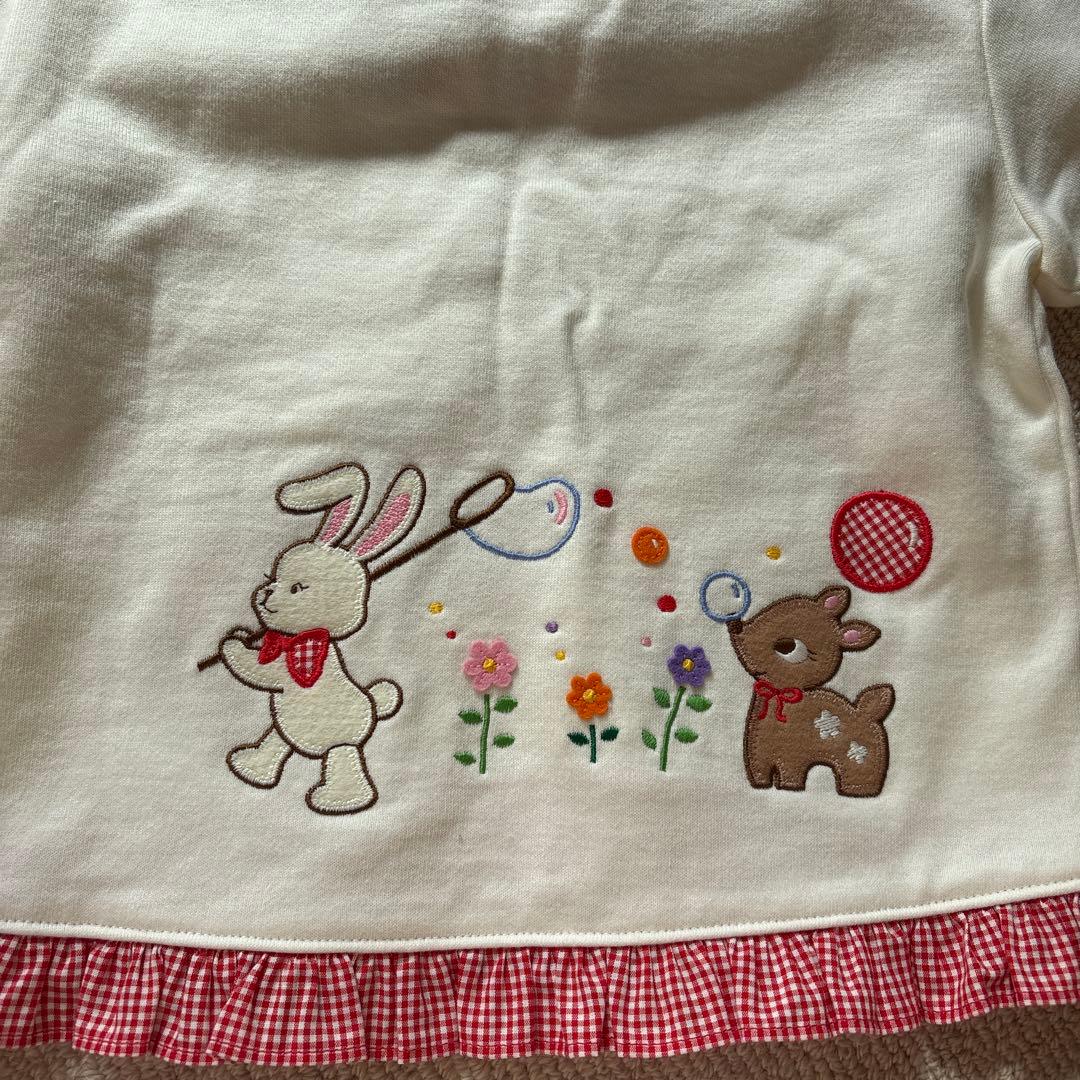 ミキハウス mikihouseチエコサクウサギ刺繍付きトレーナー 90cm