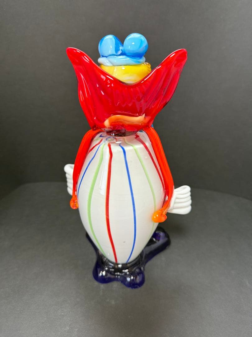 イタリア MURANO ベネチアンガラス ムラーノガラス ピエロ置物 23cm