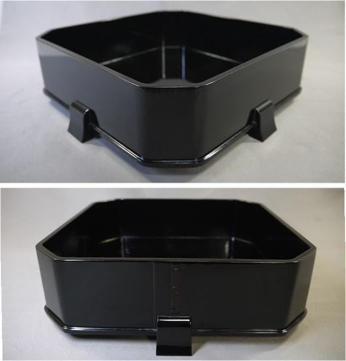 茶道具　縁高　岡田表寛造　呂色塗　竹梅文　銘有り　菓子器　共箱　美品