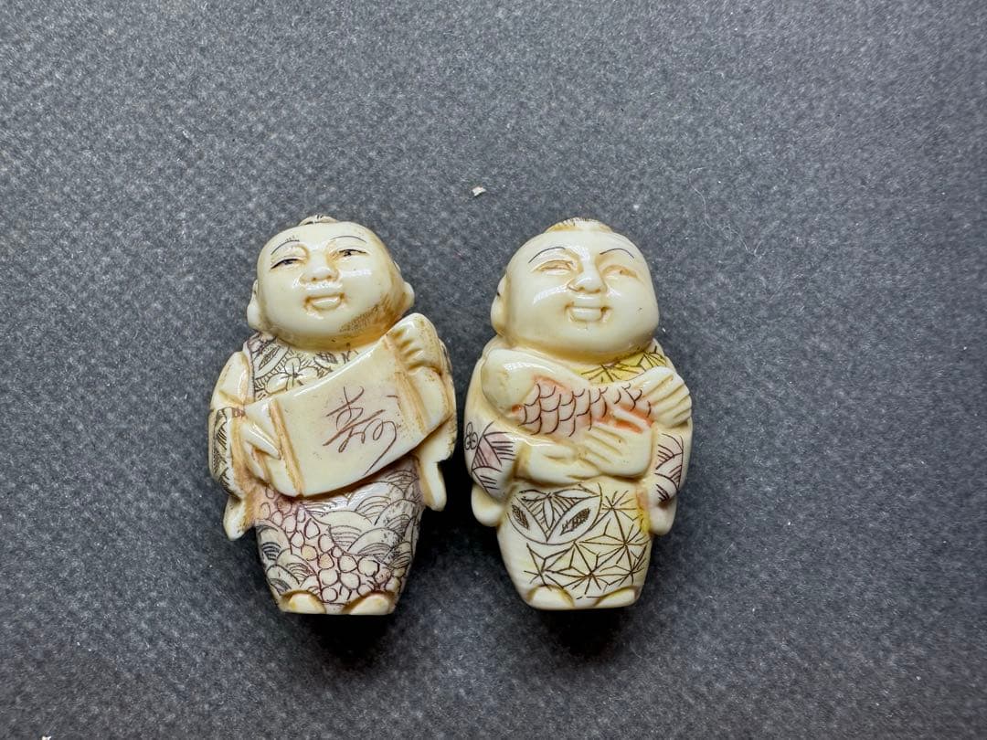 極上 根付 提げ物 緒締め玉 天然素材 アンティーク 置物 骨董 飾り物古