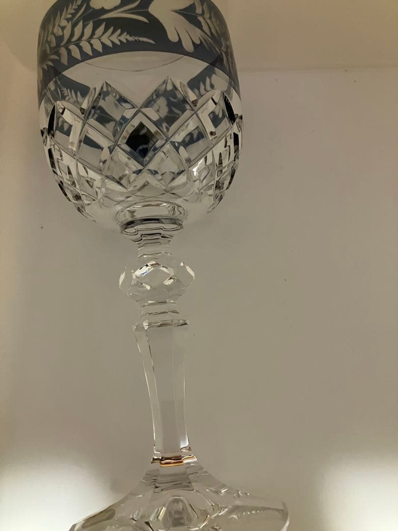 青赤エッチングデザインクリスタルグラス ボヘミアングラス