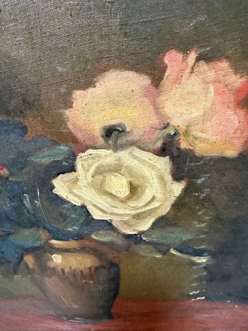 1933年油彩画 【薔薇】R.hagimoto 後藤氏所藏 F8 送料込み