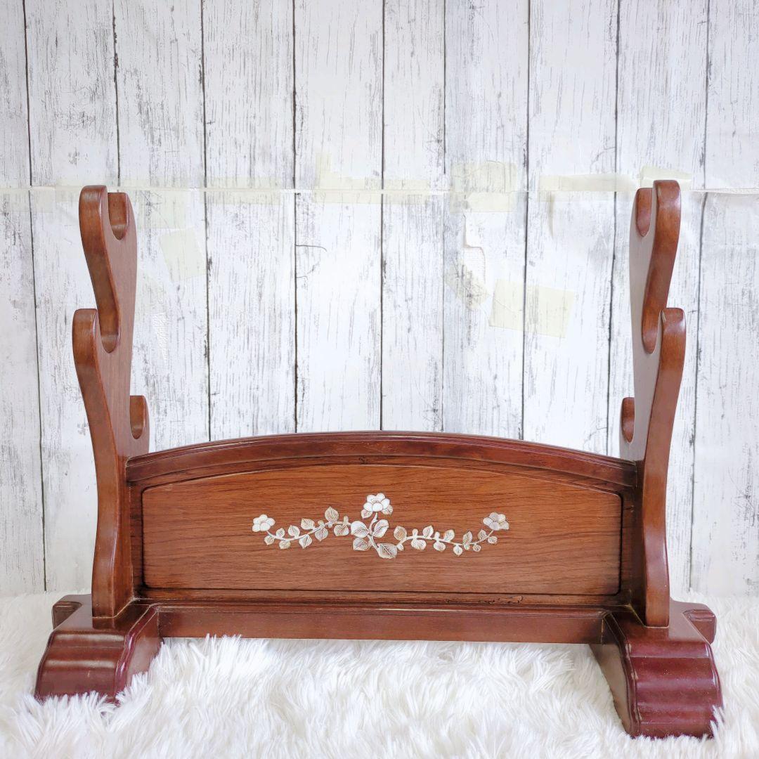 刀掛け　刀置き　螺鈿　3本　武具