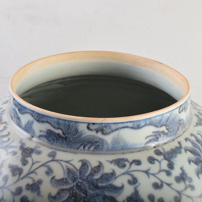 中国 青花 花弁神獣文 花瓶 壺 C 8943A