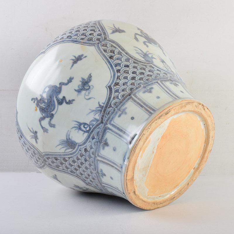 中国 青花 花弁神獣文 花瓶 壺 C 8943A