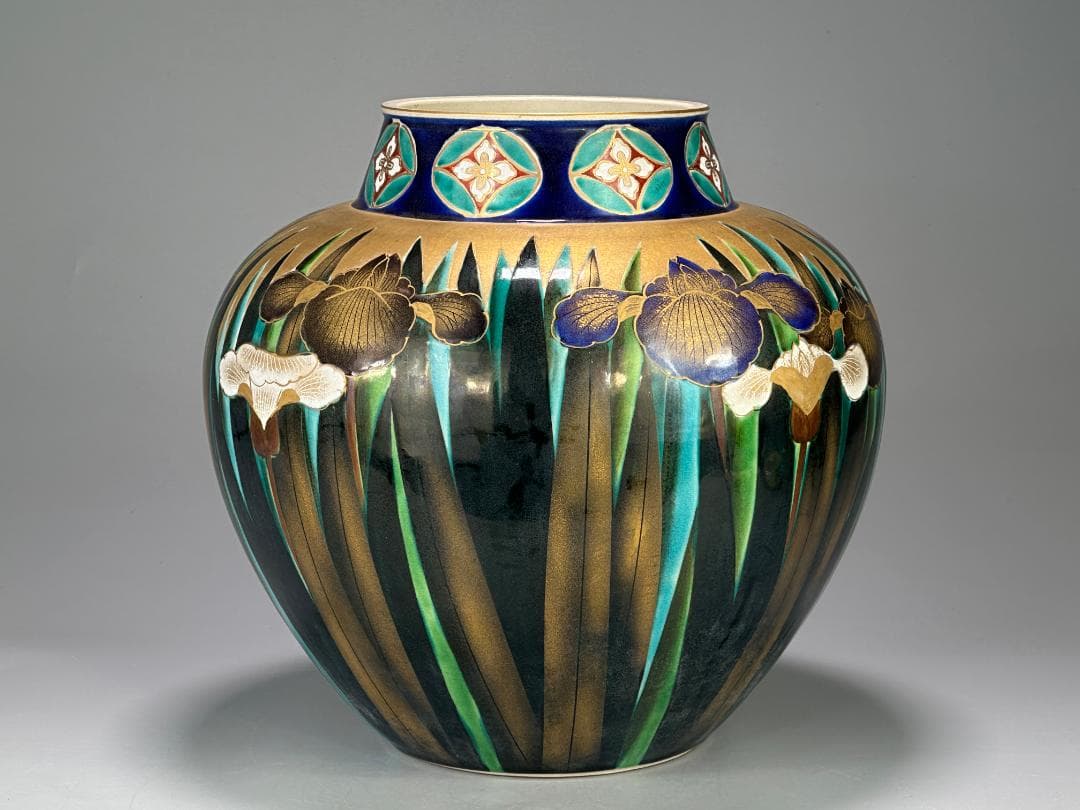 九谷焼 九谷焼名工 錦園窯 山上義正作 花瓶　陶器 共箱