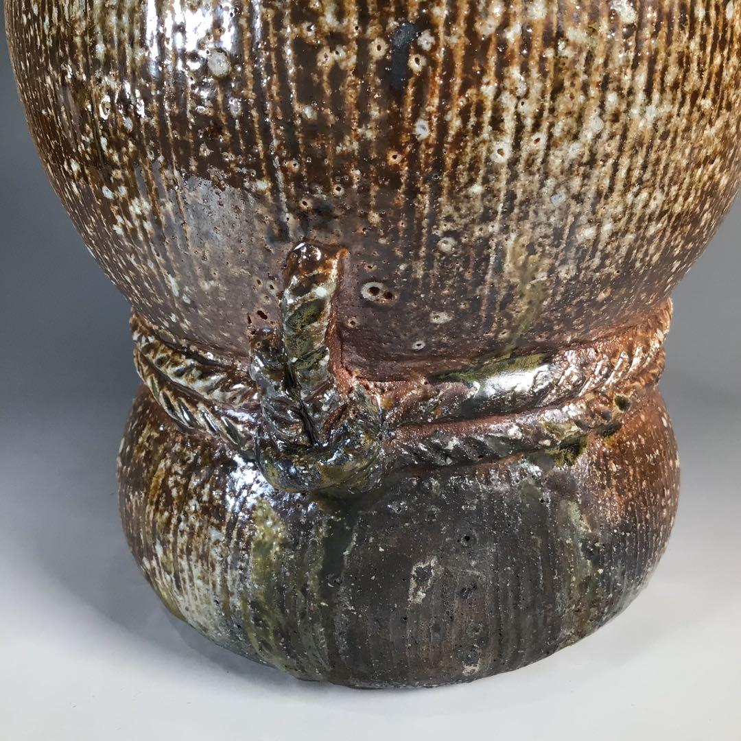 N493 水指 『信楽焼』『杉本忠(瑞峯)造』『胴締水指』 共箱 茶道具