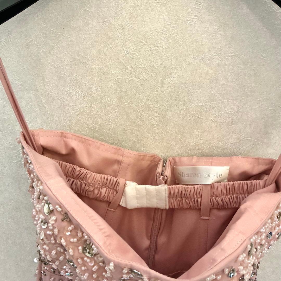 演奏会用ビーズ刺繍ピンクロングドレスパーティー結婚式Sharon style