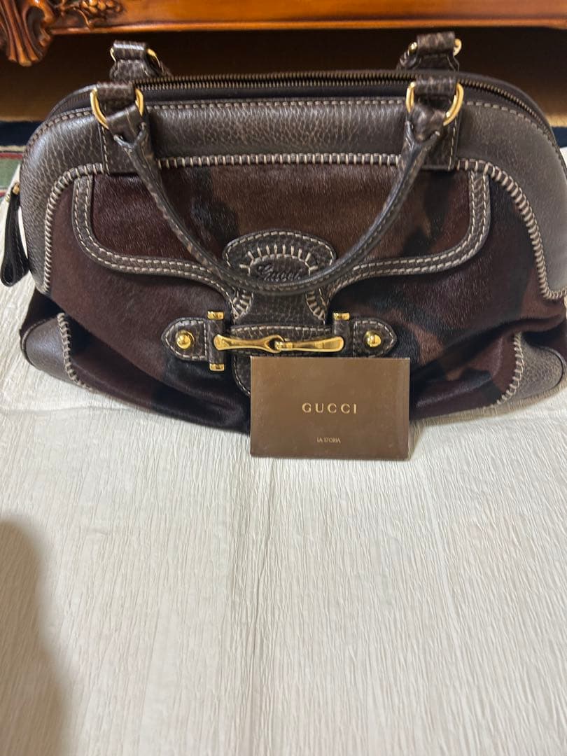 ダークブラウン レザー ハンドバッグ