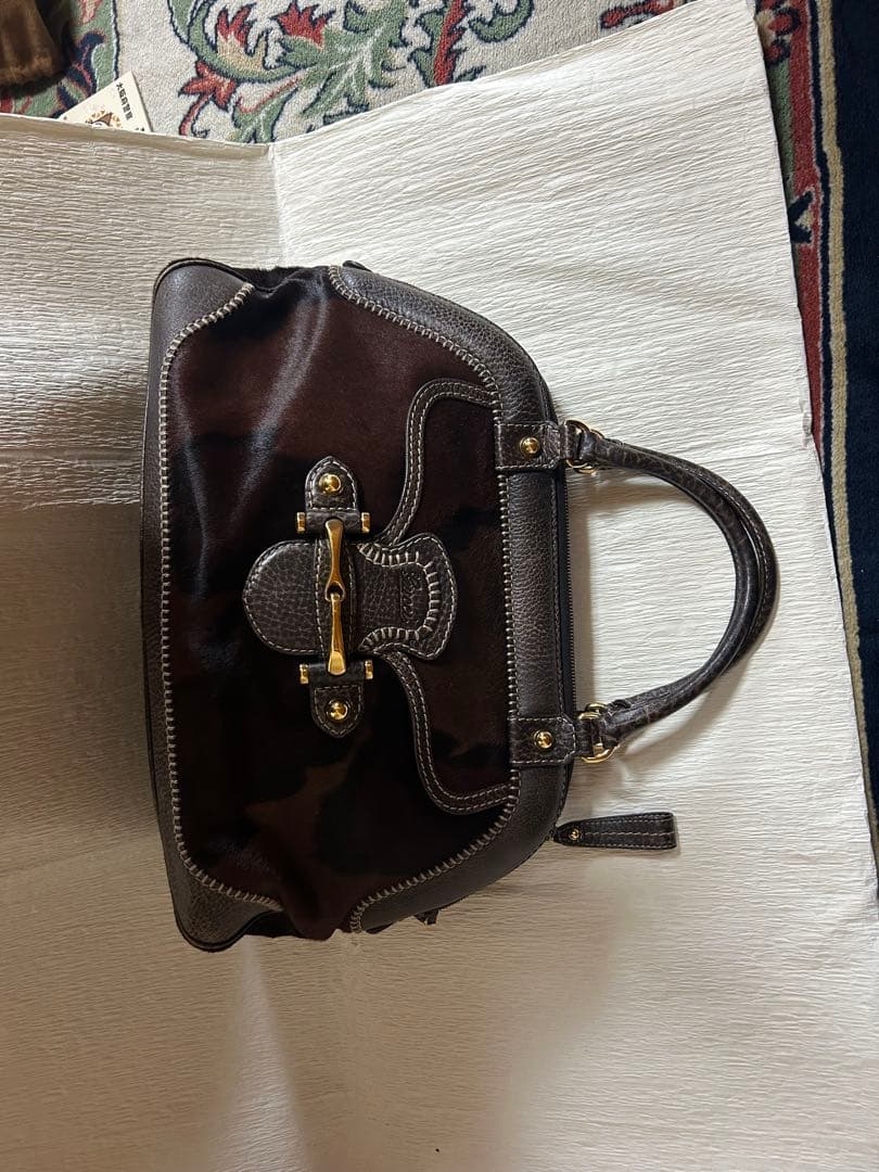ダークブラウン レザー ハンドバッグ