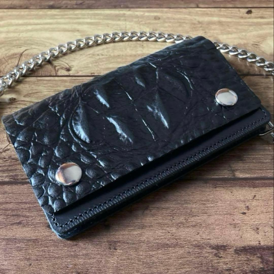 【Gus】姫路レザー クロコ型押し トラッカーウォレット6インチ（ミドル）