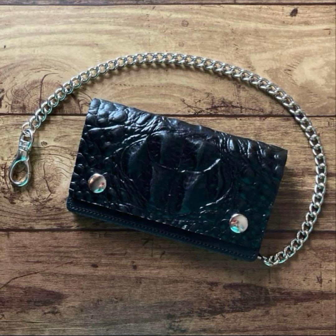 【Gus】姫路レザー クロコ型押し トラッカーウォレット6インチ（ミドル）