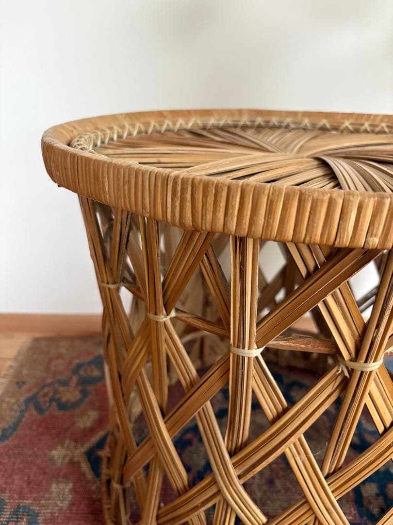 ヴィンテージ★レア！ラタン製スツールセット（大・小）