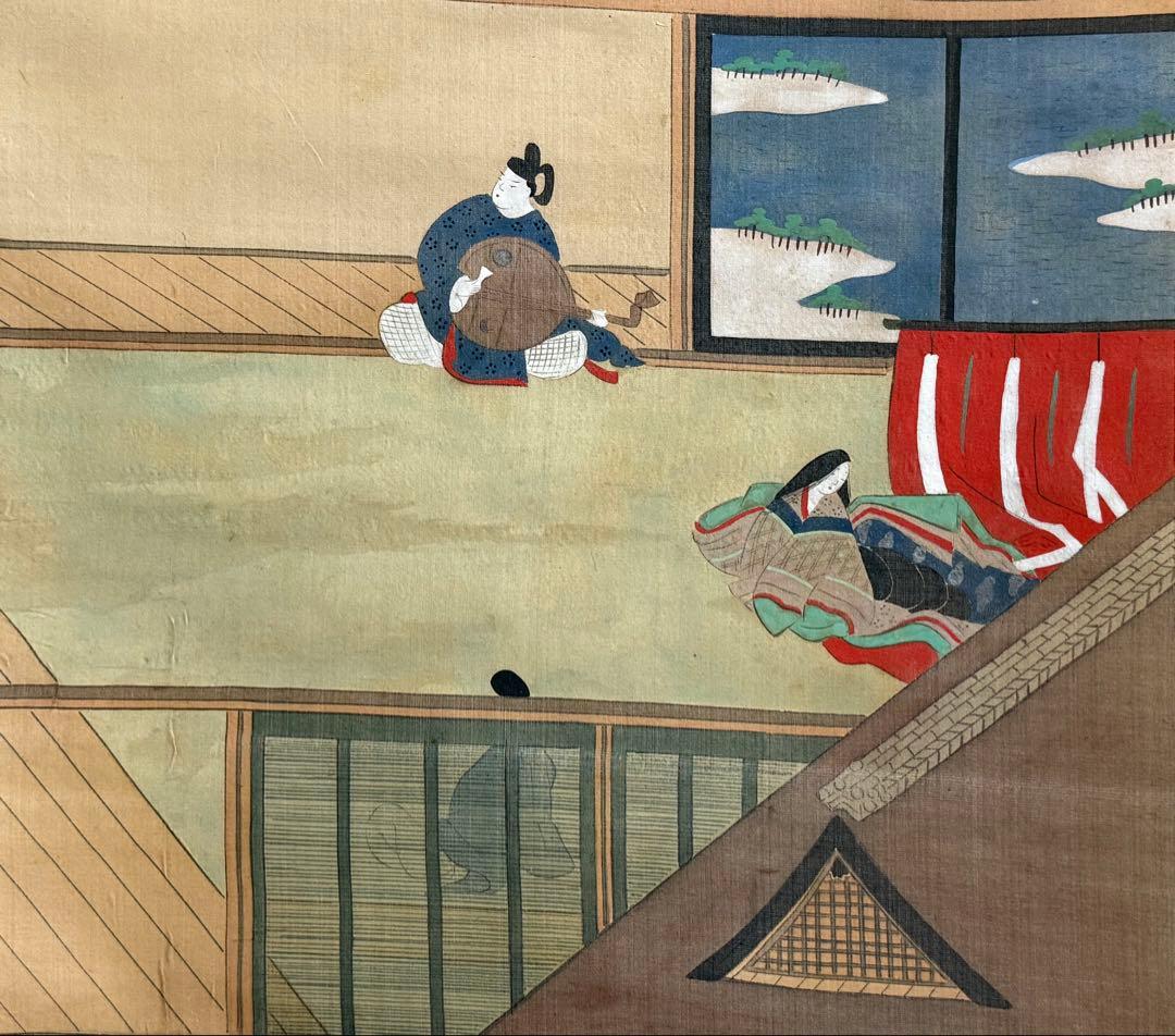 大和絵　絹本肉筆　光文筆　掛軸　古美術　送料込み250618