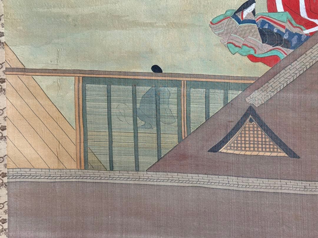 大和絵　絹本肉筆　光文筆　掛軸　古美術　送料込み250618