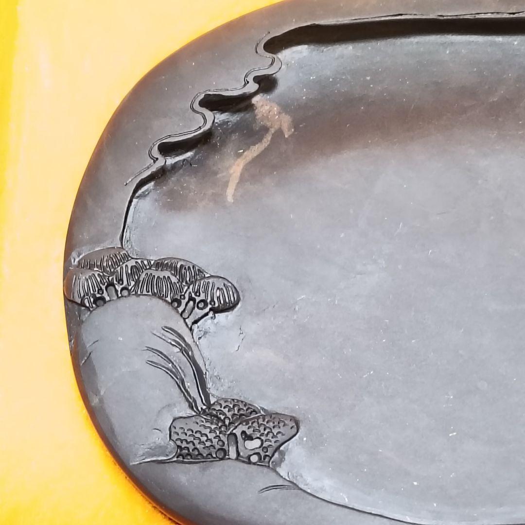 ⭐新品⭐中国硯 すずり 書道具 骨董品 手彫り 天然石端渓石 ケース付き