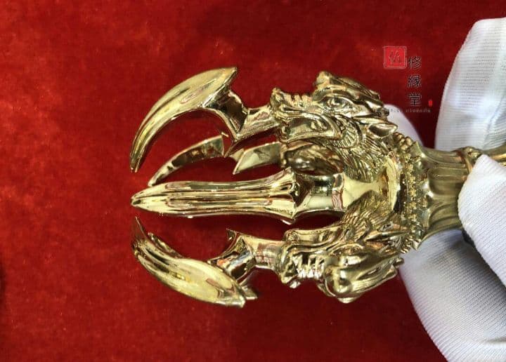 【修縁堂】密教法具 四大明王 法器 五鈷杵 金剛杵 真鍮金メッキ 22cm