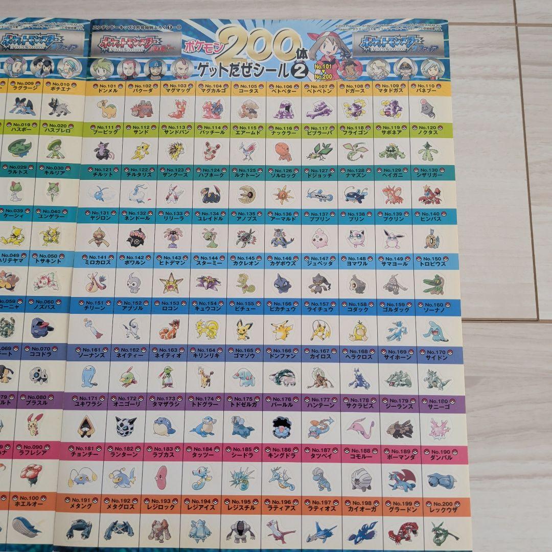 ♥当時物♥　ポケットモンスター　シール 2枚セット　ルビー　サファイア　200体