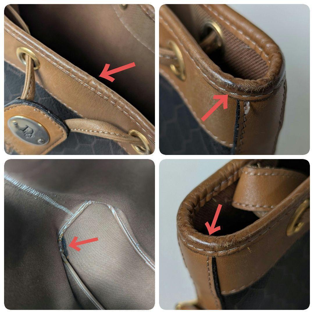 クリスチャンディオール 巾着 ショルダーバッグ ハニカム レザー ポーチ付き