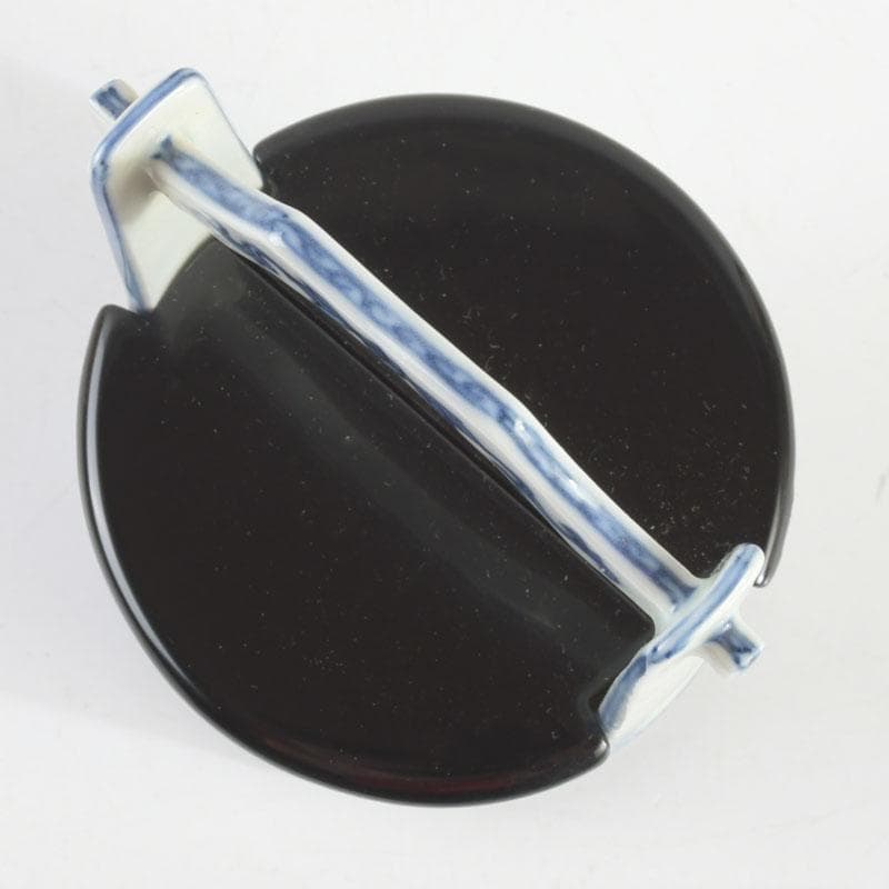 茶道具 平安和峰作 染付 花草神獣文 手桶茶入 共箱 V