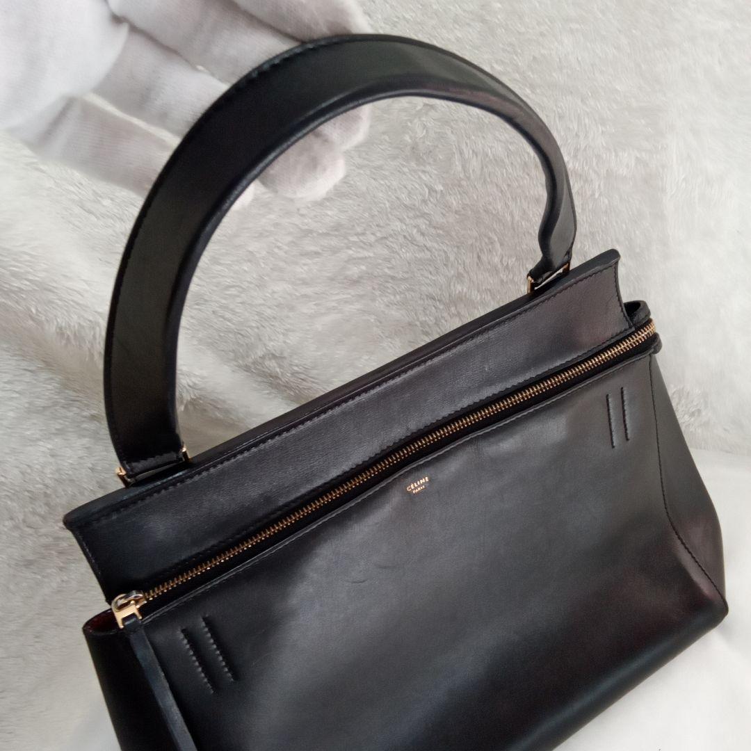 美品 CÉLINE セリーヌ エッジ ブラック レザー ハンドバッグトートバッグ