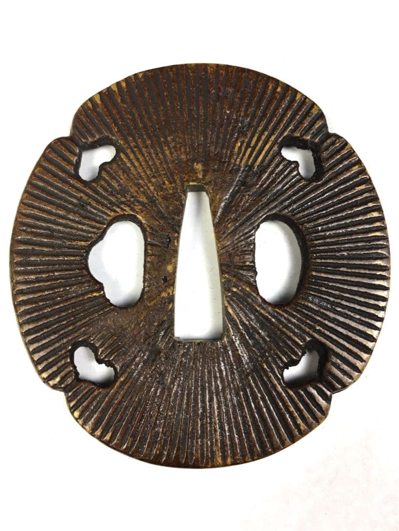 S195透かし銅鍔 武具・刀装具 木箱付